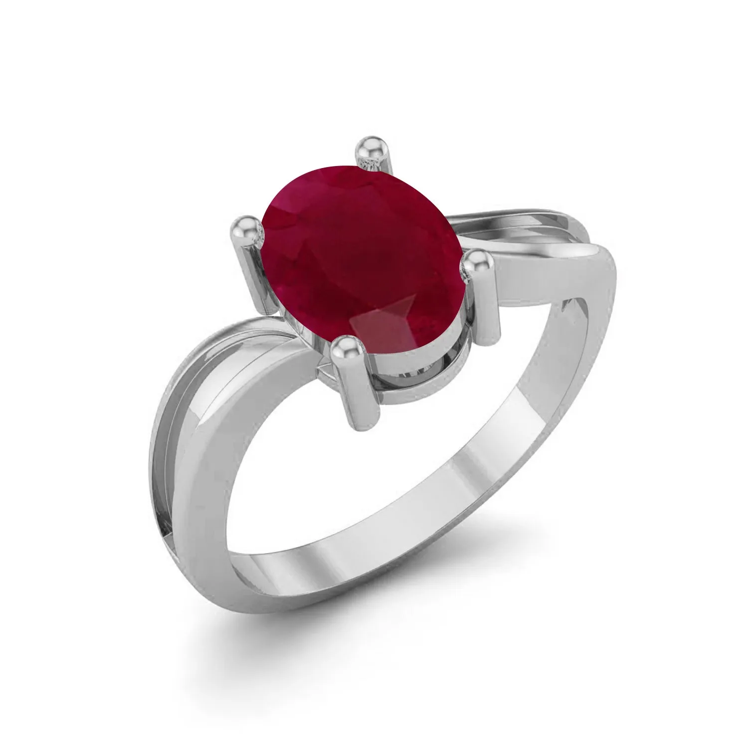 0.65 Ctw Oval Ruby 925 Sterling Silver Solitaire Women Ring