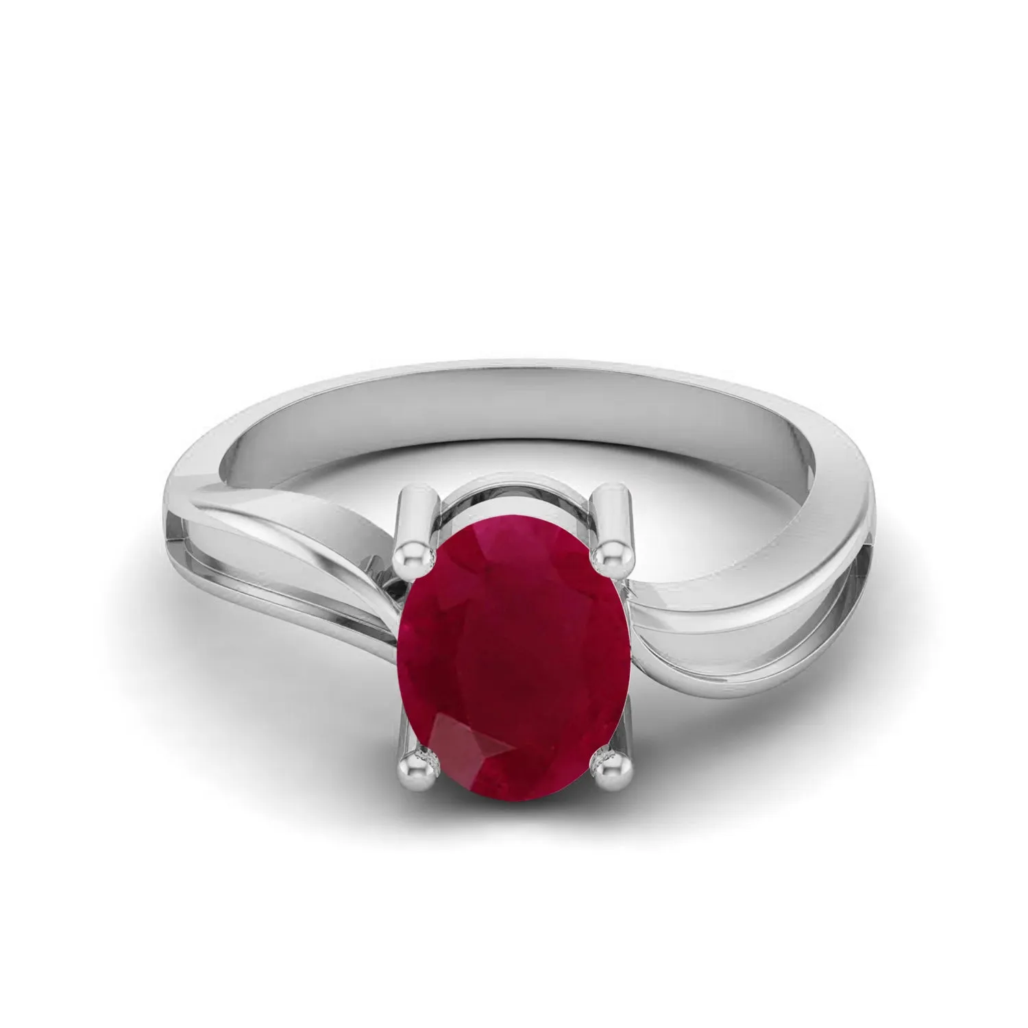 0.65 Ctw Oval Ruby 925 Sterling Silver Solitaire Women Ring