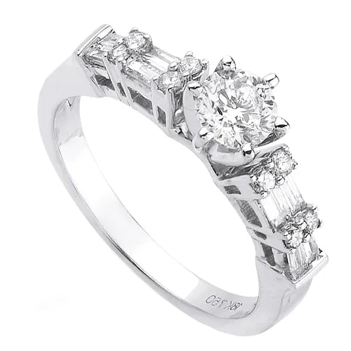 0.88ct 14K or 18K White Gold Diamond Ring