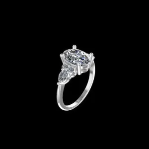 1.00 Carat 14K White Gold Diamond Oval Ring