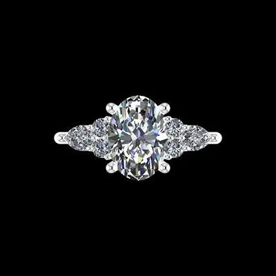 1.00 Carat 14K White Gold Diamond Oval Ring