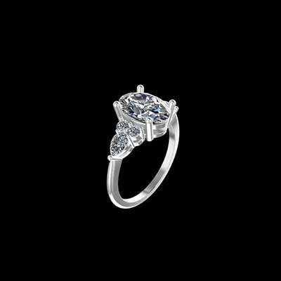 1.00 Carat 14K White Gold Diamond Oval Ring