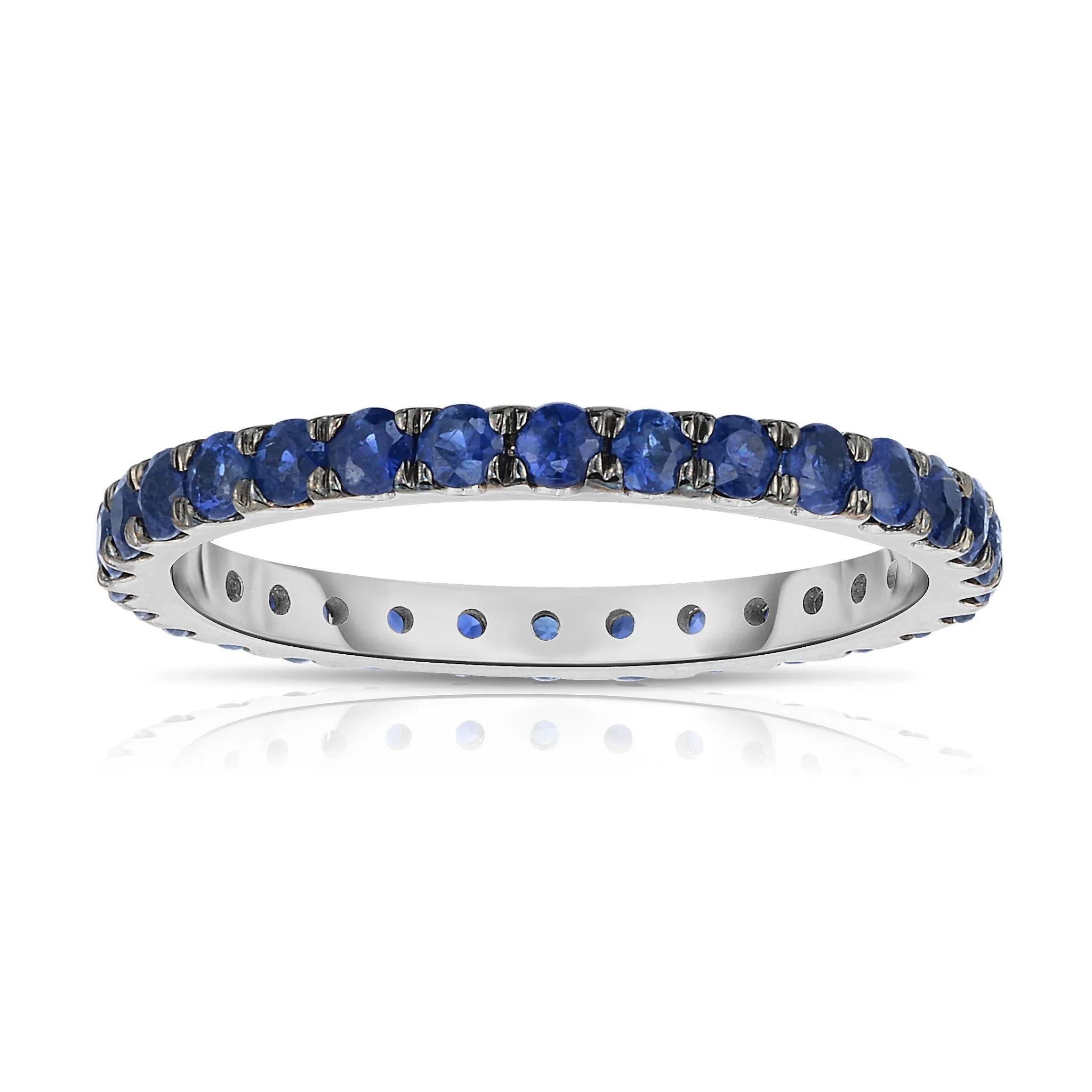 1.00Ct Blue Sapphire Eternity Ring in 14K White Gold