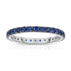 1.00Ct Blue Sapphire Eternity Ring in 14K White Gold