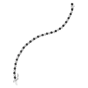 10K Adorable White Gold Round Black Diamond Tennis Bracelet