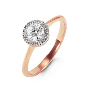 10K Rose Gold Cubic Zirconia Halo Ring