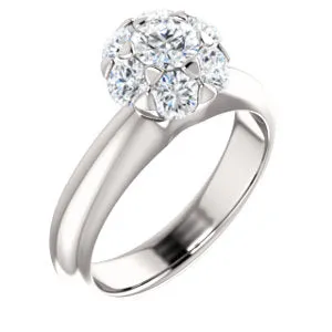 10K White 1 CTW Diamond Cluster Engagement Ring