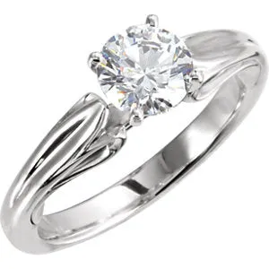 10K White 5.8 mm Round Cubic Zirconia Solitaire Engagement Ring