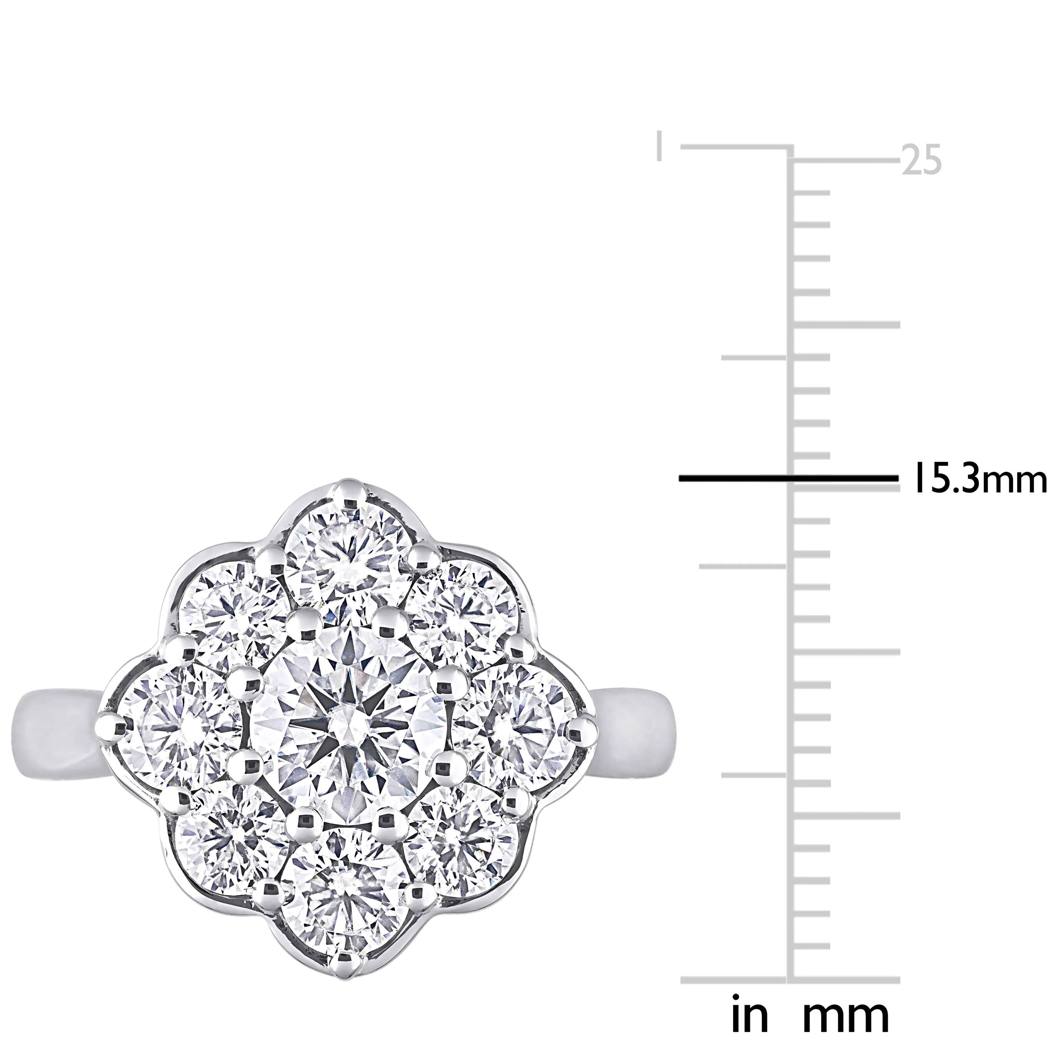 10k White Gold Halo Floral Moissanite Ring
