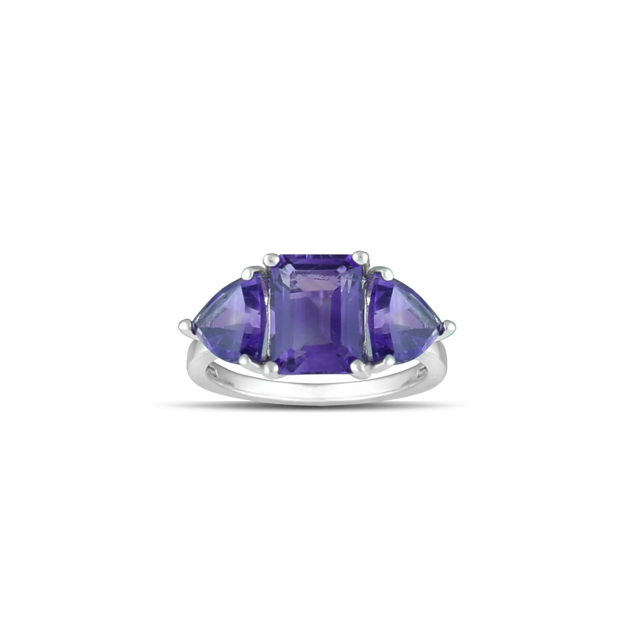 10K White Gold Multi-Stone Amethyst Fashion Ring