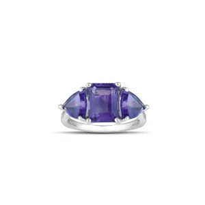 10K White Gold Multi-Stone Amethyst Fashion Ring