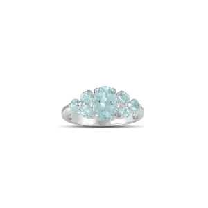 10K White Gold Multi-Stone Aquamarine Fashion Ring