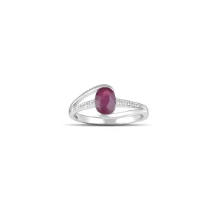 10K White Gold Ruby and Diamond Accent Fashion Ring