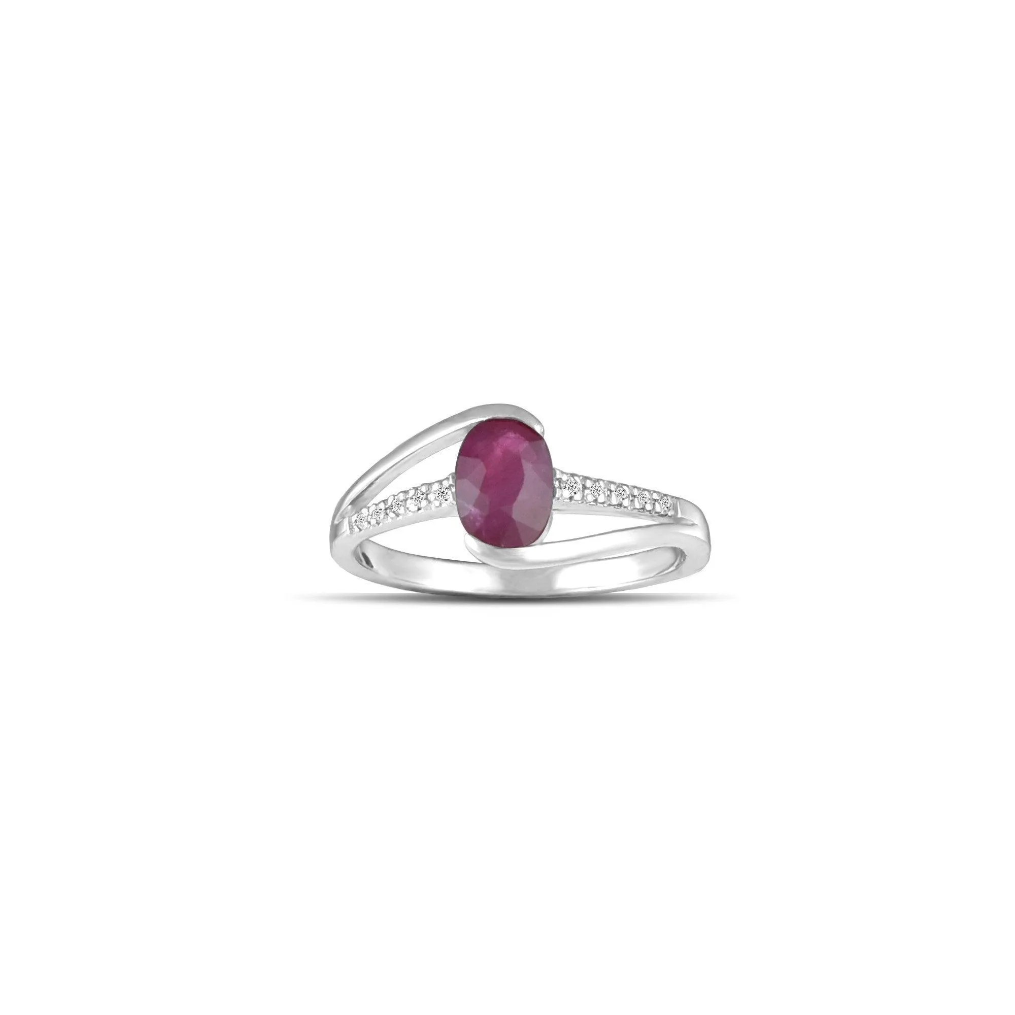 10K White Gold Ruby and Diamond Accent Fashion Ring