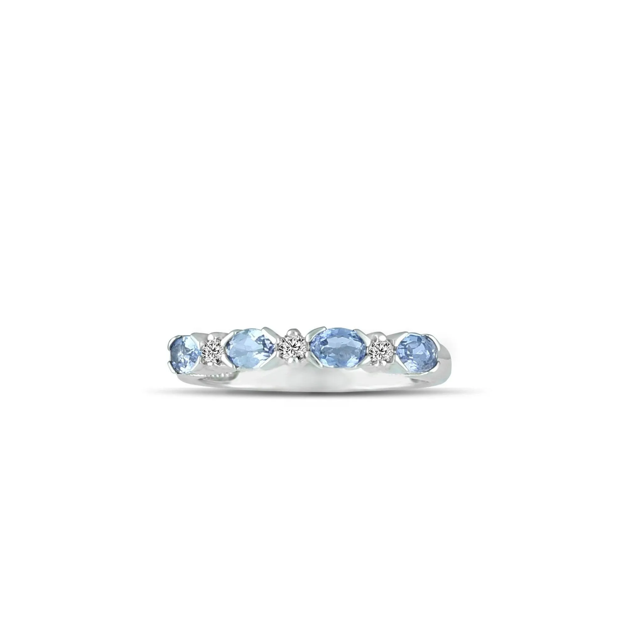 10K White Gold Tanzanite and Diamond Accent Band Ring