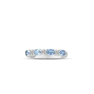 10K White Gold Tanzanite and Diamond Accent Band Ring