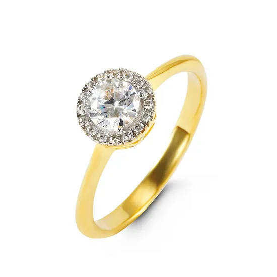 10K Yellow Gold (8mm) Cubic Zirconia Halo Ring
