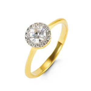 10K Yellow Gold (8mm) Cubic Zirconia Halo Ring