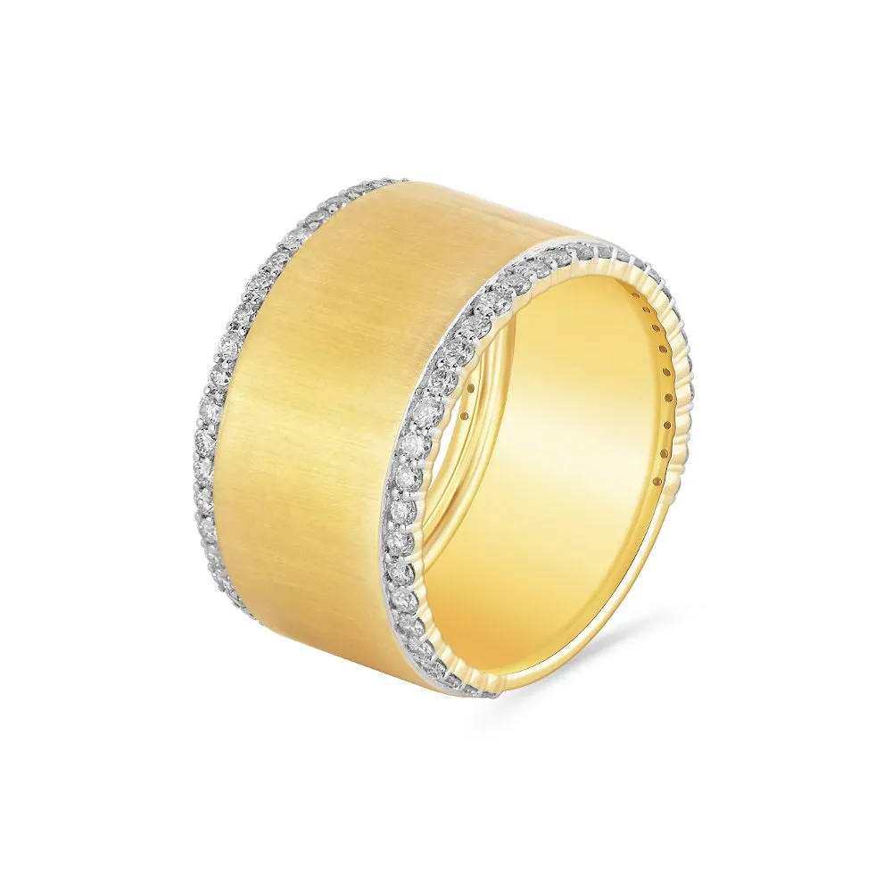 10K Yellow Gold Brushed Center (0.66ct) Diamond Fashion Band