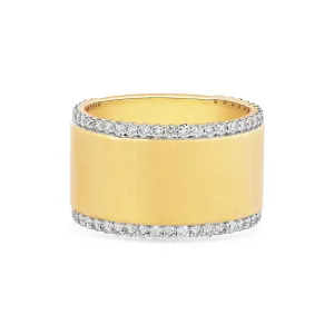 10K Yellow Gold Brushed Center (0.66ct) Diamond Fashion Band