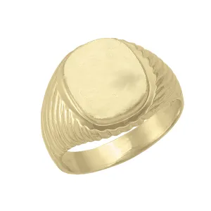 10K Yellow Gold Brushed Finish Signet Ring