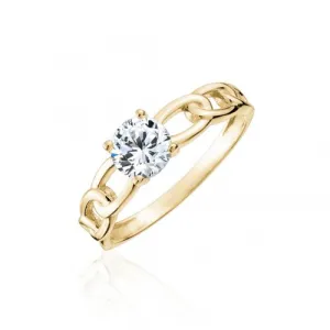 10K Yellow Gold Cubic Zirconia Solitaire Ring