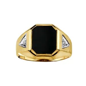 10K Yellow Gold Onyx and Diamonds Men's Ring