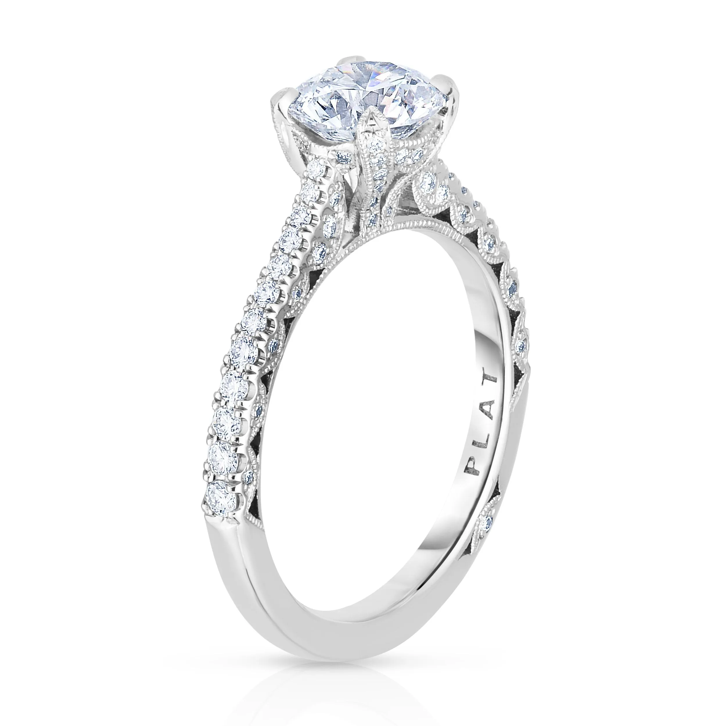 1.18CT ROUND CUT PAVE ENGAGEMENT RING