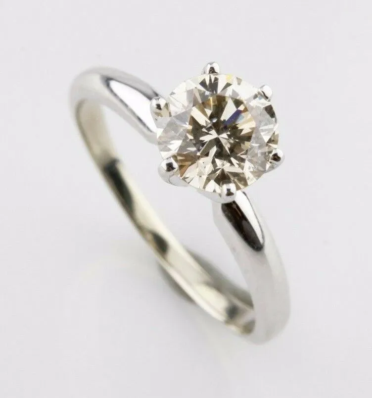 1.19 carat Round Diamond 14k White Gold Solitaire Engagement Ring Size 5.25