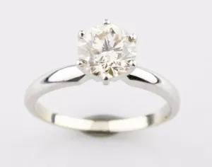 1.19 carat Round Diamond 14k White Gold Solitaire Engagement Ring Size 5.25