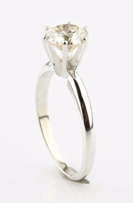 1.19 carat Round Diamond 14k White Gold Solitaire Engagement Ring Size 5.25