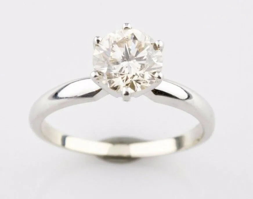1.19 carat Round Diamond 14k White Gold Solitaire Engagement Ring Size 5.25