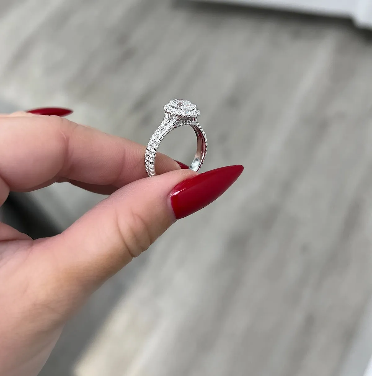 1.20 Carat Oval Natural Diamond Engagement Ring with Halo
