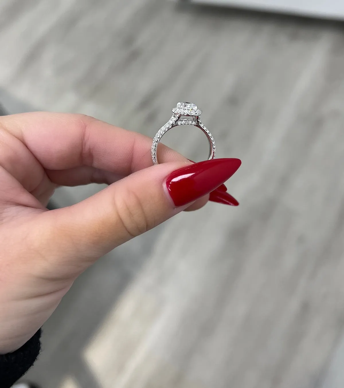 1.20 Carat Oval Natural Diamond Engagement Ring with Halo
