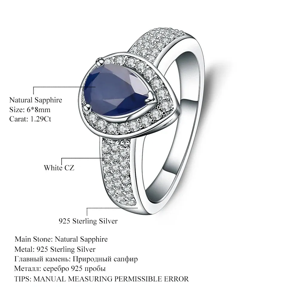 1.29Ct Oval Natural Blue Sapphire Wedding Ring – 925 Sterling Silver & 14K/10K/18K Gold