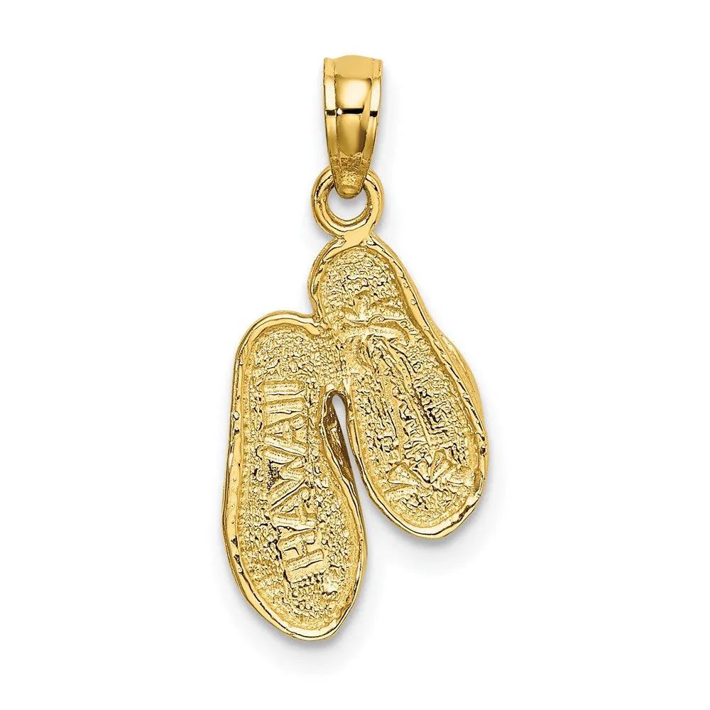 14k 3D Solid Polished HAWAII Flip-Flops Charm