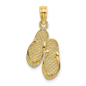 14k 3D Solid Polished HAWAII Flip-Flops Charm