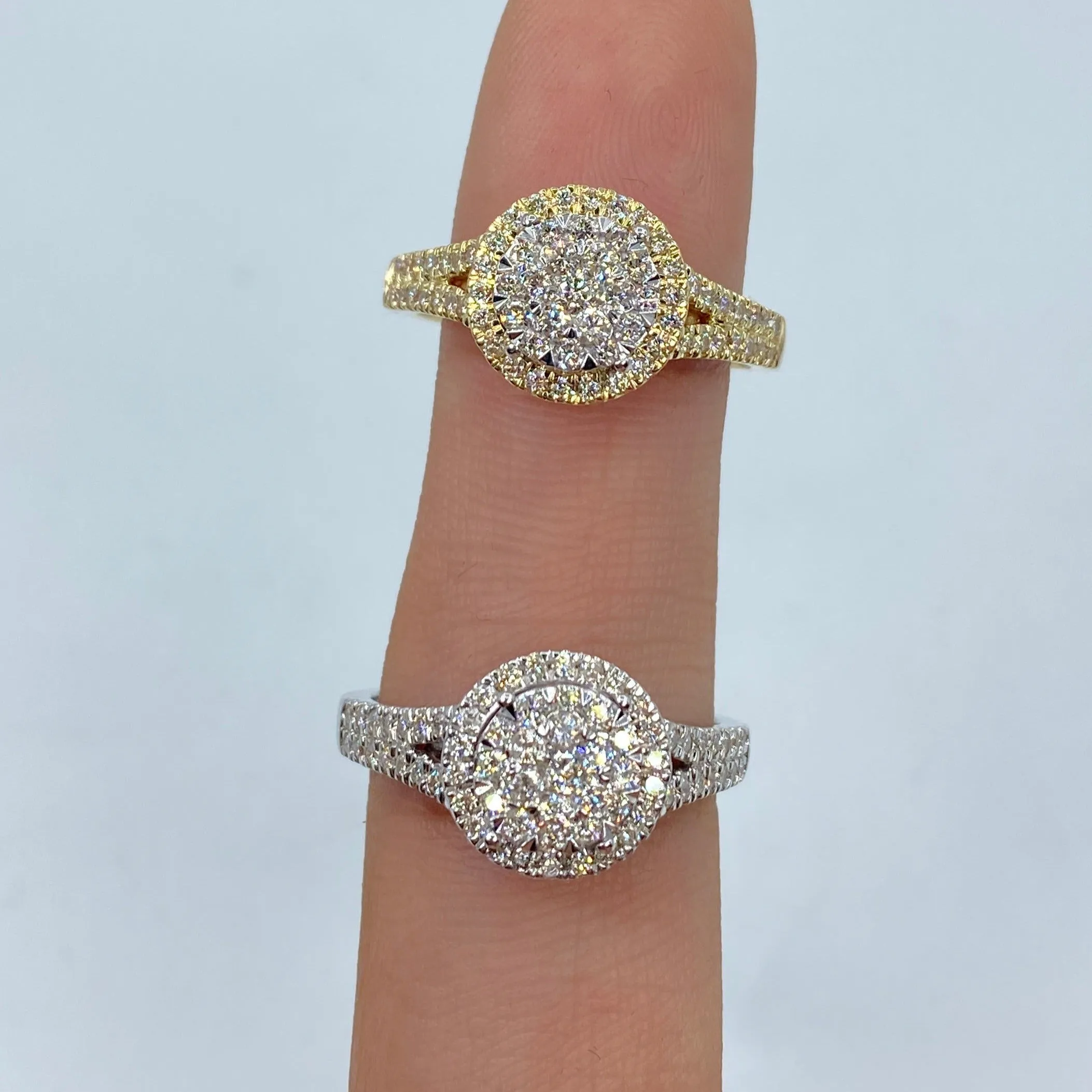14K Circle Halo Diamond Ring