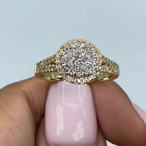 14K Circle Halo Diamond Ring