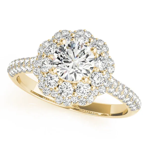 14K Double Halo Peddle Style Engagement Ring