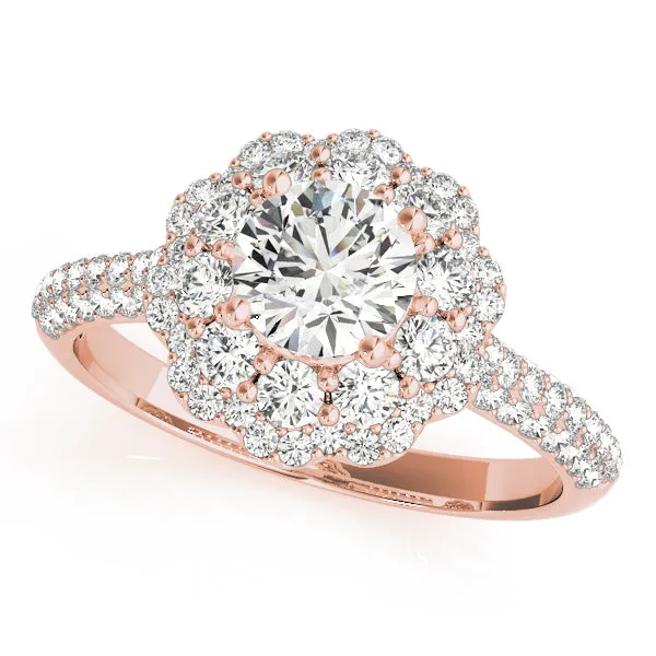 14K Double Halo Peddle Style Engagement Ring