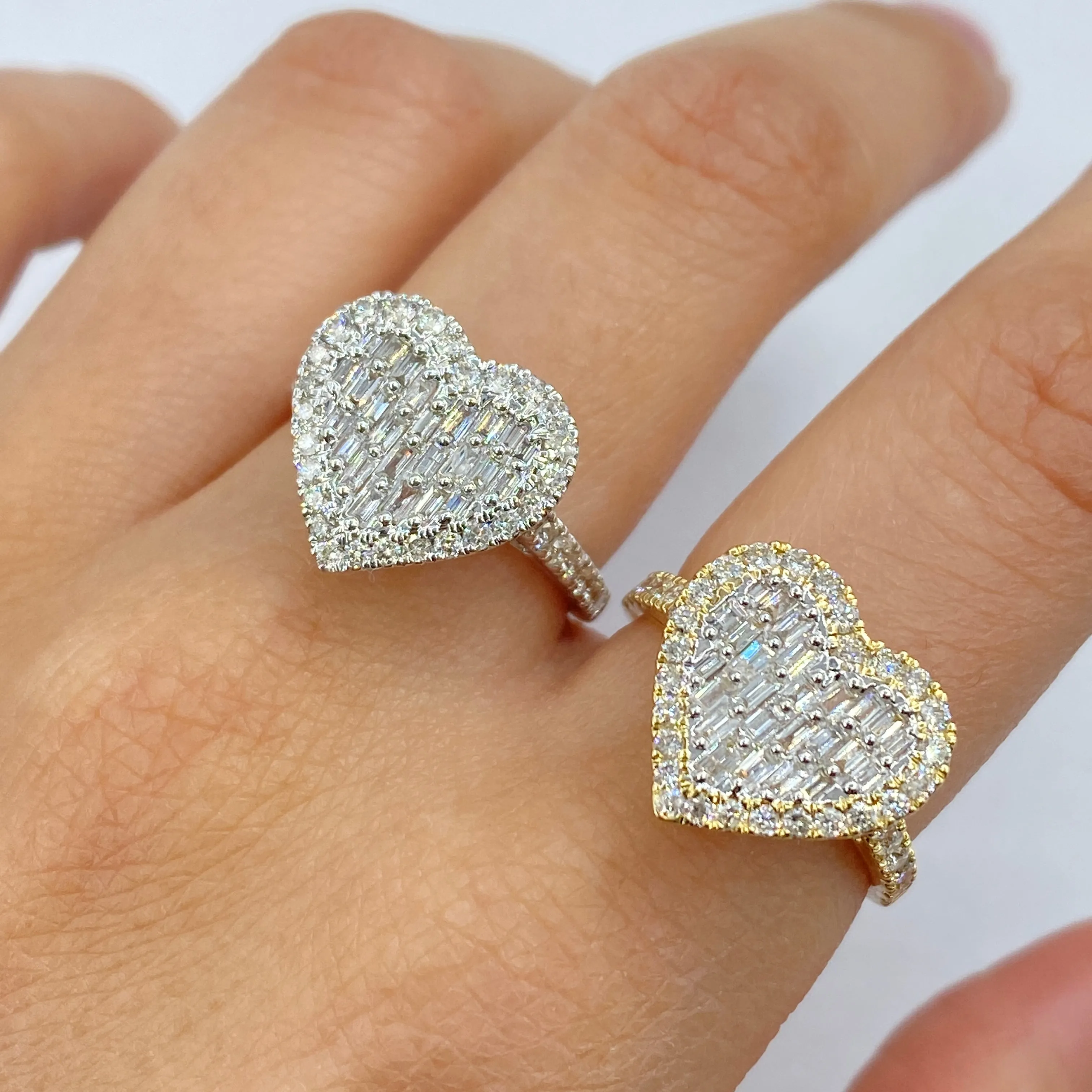 14K Effie Heart Halo Diamond Baguette Ring