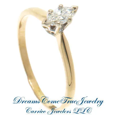 14k Gold 0.21 Carat Marquise Diamond Engagement Ring
