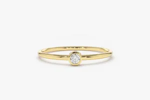 14k Gold Diamond Ring / Solitaire Diamond Ring / Promise Ring / Simple Diamond Ring / Thin gold Band Ring / Stacking Ring
