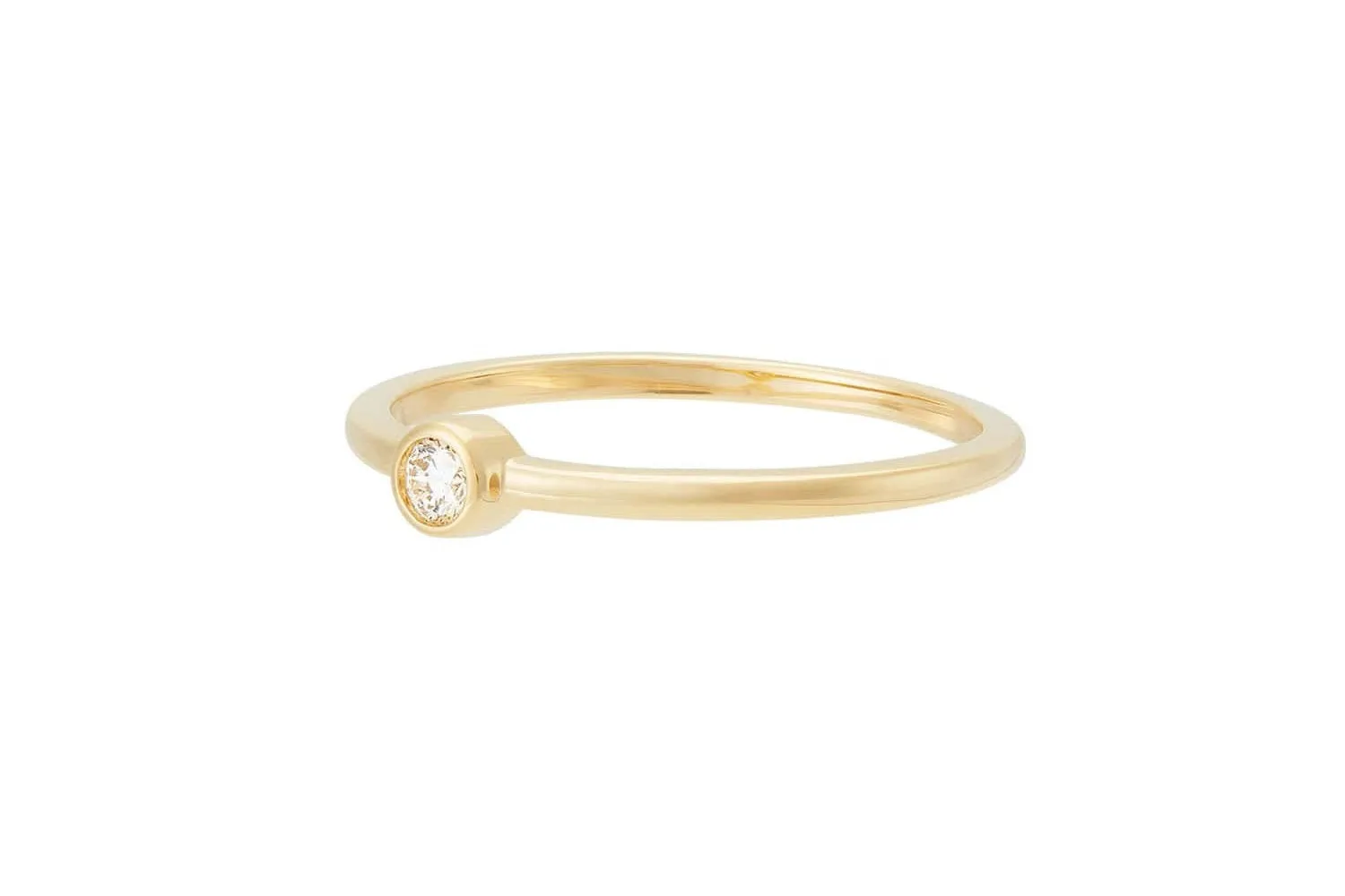 14k Gold Diamond Ring / Solitaire Diamond Ring / Promise Ring / Simple Diamond Ring / Thin gold Band Ring / Stacking Ring