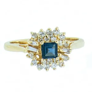 14K Gold Ladies Diamond and Tourmaline Ring