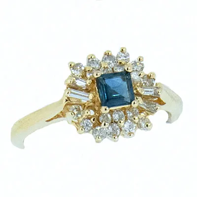 14K Gold Ladies Diamond and Tourmaline Ring