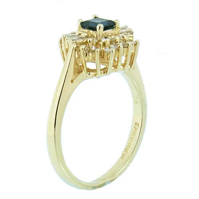 14K Gold Ladies Diamond and Tourmaline Ring