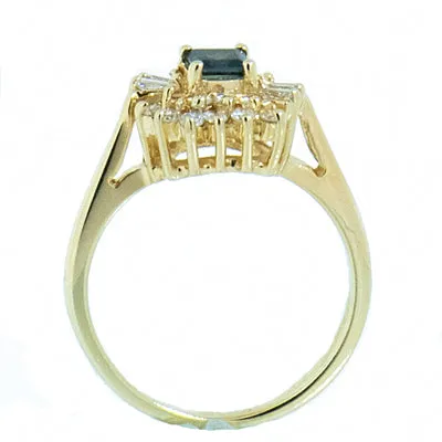 14K Gold Ladies Diamond and Tourmaline Ring