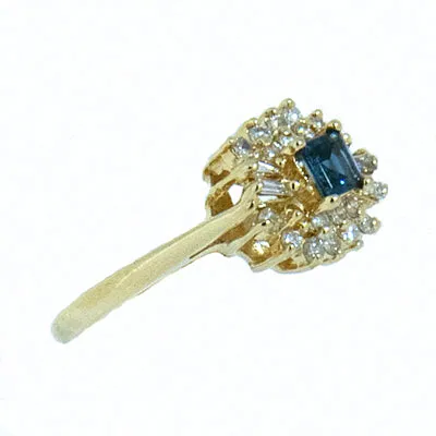 14K Gold Ladies Diamond and Tourmaline Ring
